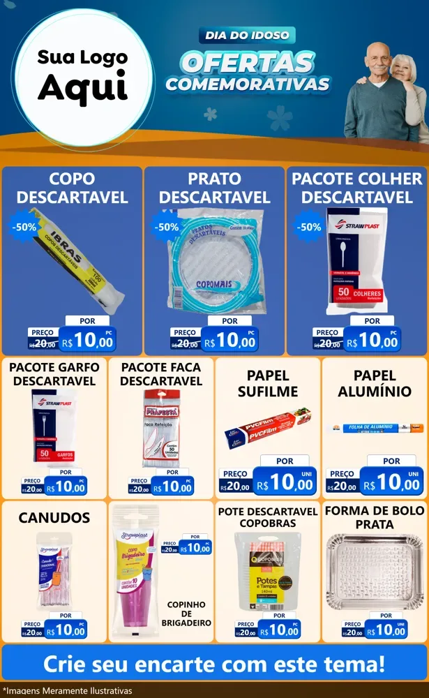 Modelo de Encarte para Encarte Grande com o tema Dia do Idoso para Embalagens