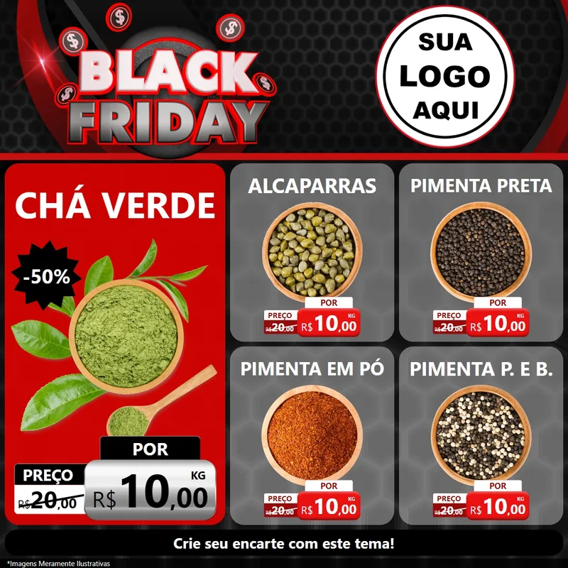 Modelo de Rede Social para Feed Facebook com o tema Black Friday para Produtos Naturais