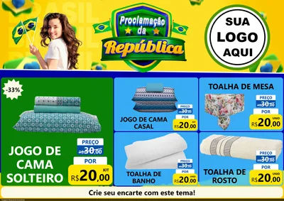 Modelo de Encarte para Encarte A4 Horizontal com o tema Proclamação da República para Cama, Mesa e Banho