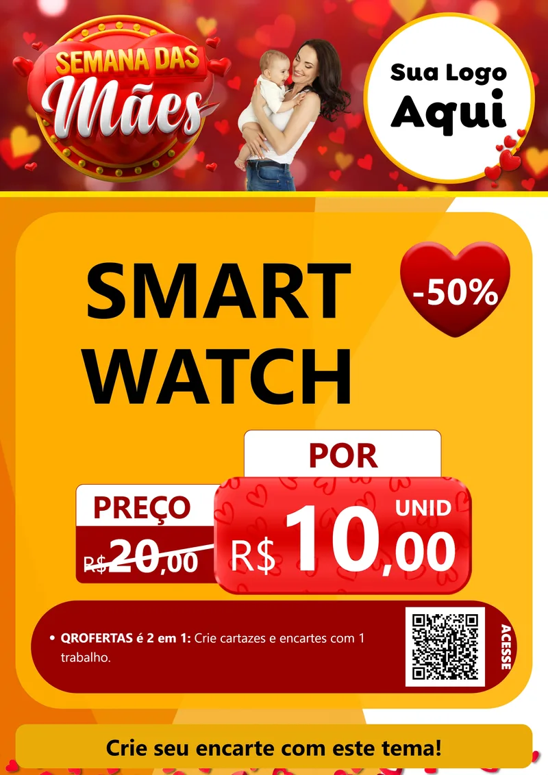 Modelo de Cartaz para Cartaz A4 Vertical com o tema Semana das Mães para Informática