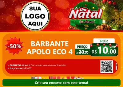 Modelo de Cartaz para Cartaz A4 Horizontal com o tema Um Natal de Ofertas para Armarinho e Aviamentos