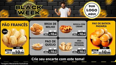 Modelo de TV para TV Horizontal com o tema Black Week para Padaria