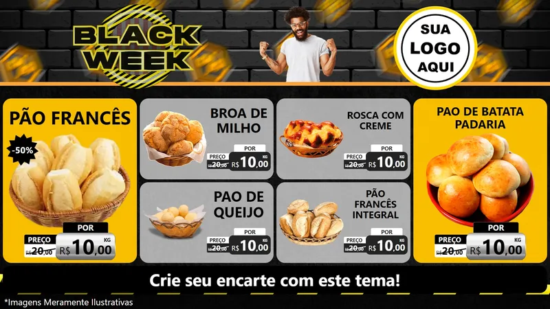 Modelo de TV para TV Horizontal com o tema Black Week para Padaria