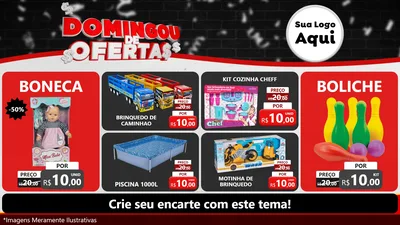 Modelo de TV para TV Horizontal com o tema Domingou de Ofertas para Brinquedos