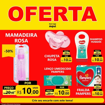 Modelo de Rede Social para Feed Facebook com o tema OFERTA - Vermelho Cartaz para Bebês