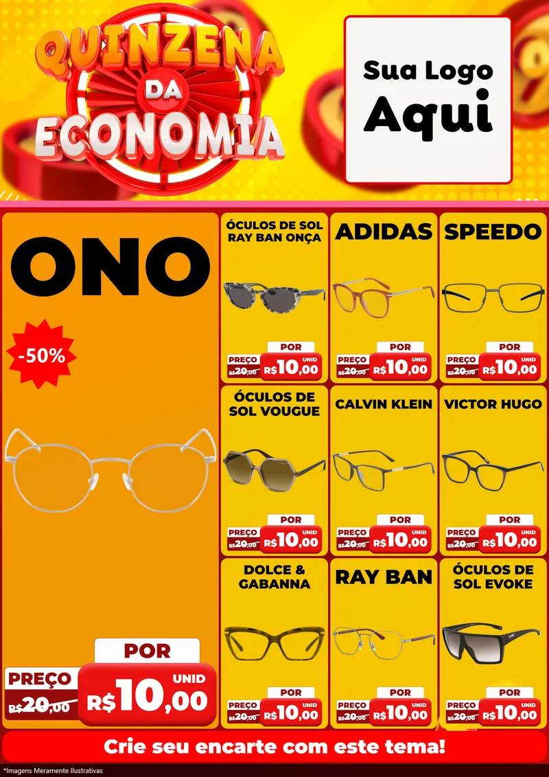 Modelo de Encarte para Encarte A4 Vertical com o tema Quinzena Da Economia para Óticas
