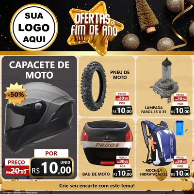 Modelo de Rede Social para Feed Facebook com o tema Ofertas de Fim de Ano para Moto peças