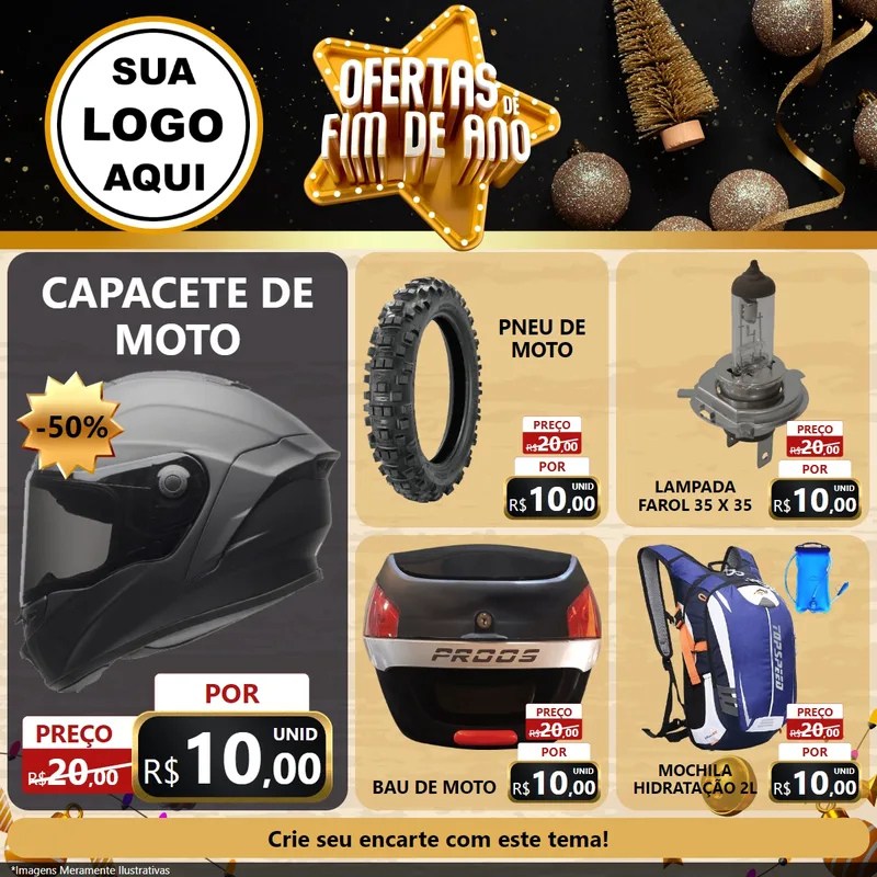 Modelo de Rede Social para Feed Facebook com o tema Ofertas de Fim de Ano para Moto peças