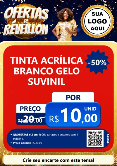 Modelo de Cartaz para Cartaz A4 Vertical com o tema Ofertas de Réveillon para Tintas e Ferramentas