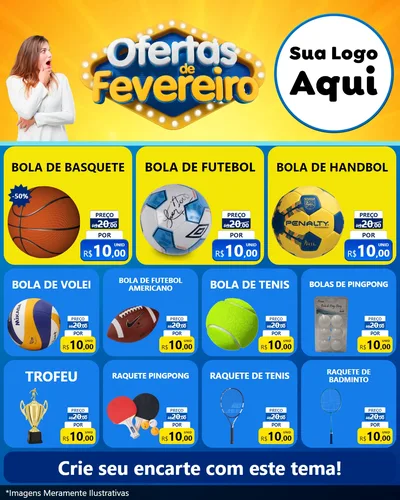 Modelo de Rede Social para Feed Instagram com o tema Ofertas de Fevereiro para Artigos Esportivos