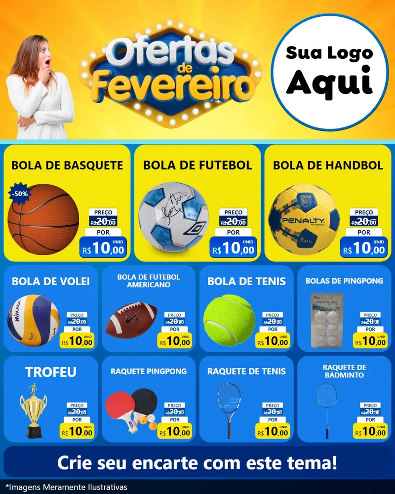 Modelo de Rede Social para Feed Instagram com o tema Ofertas de Fevereiro para Artigos Esportivos