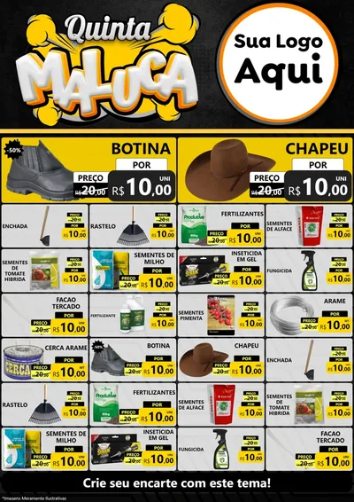 Modelo de Encarte para Encarte A4 Vertical com o tema Quinta Maluca para Agropecuária
