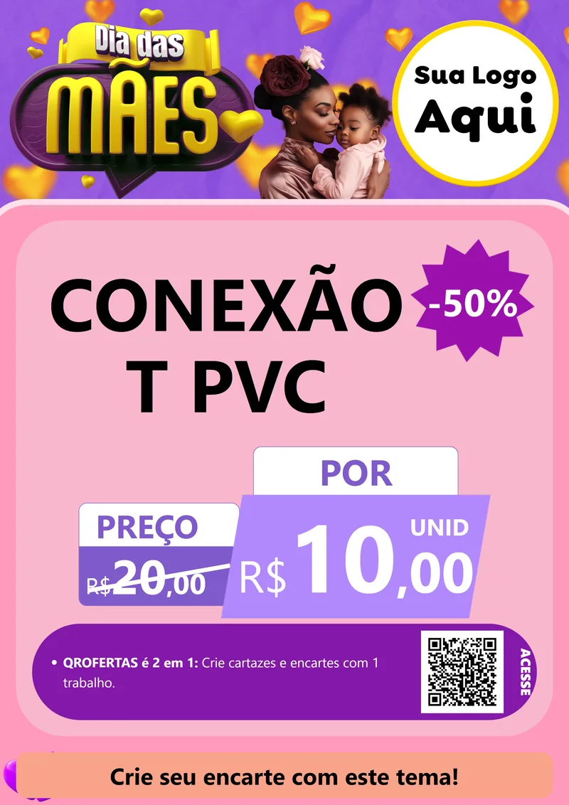 Modelo de Cartaz para Cartaz A4 Vertical com o tema Dia das Mães para Tubos e conexões