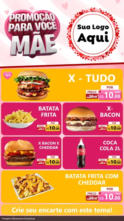 Modelo de TV para TV Vertical com o tema Promoção Para Você Mãe para Hamburgueria