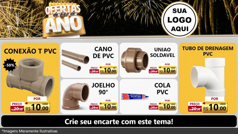 Modelo de TV para TV Horizontal com o tema Ofertas de Fim de Ano para Tubos e conexões