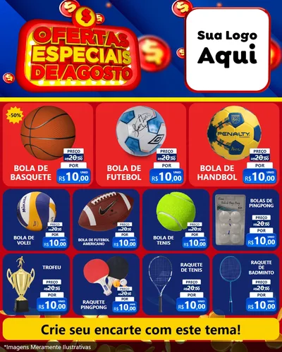 Modelo de Rede Social para Feed Instagram com o tema Ofertas Especiais de Agosto para Artigos Esportivos