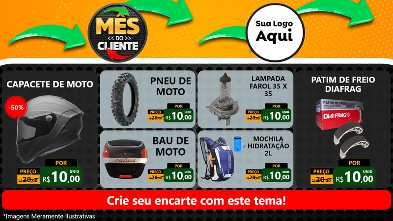 Modelo de TV para TV Horizontal com o tema Mês do Cliente para Moto peças