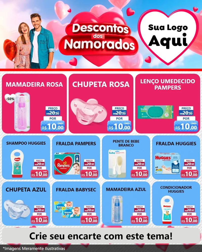 Modelo de Rede Social para Feed Instagram com o tema Descontos dos Namorados para Bebês