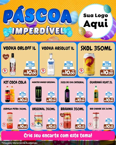 Modelo de Rede Social para Feed Instagram com o tema Páscoa Imperdível para Distribuidora de bebidas