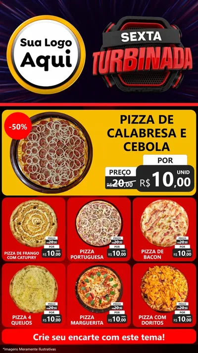 Modelo de Rede Social para Stories com o tema Sexta Turbinada para Pizzaria