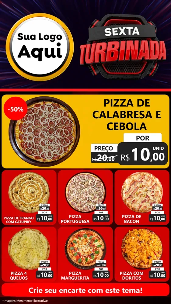 Modelo de Rede Social para Stories com o tema Sexta Turbinada para Pizzaria
