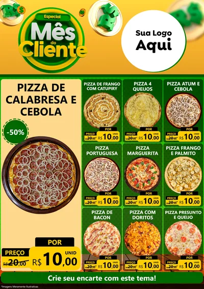 Modelo de Encarte para Encarte A4 Vertical com o tema Especial Mês do Cliente para Pizzaria
