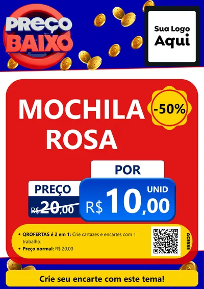 Modelo de Cartaz para Cartaz A4 Vertical com o tema Preço Baixo para Papelaria