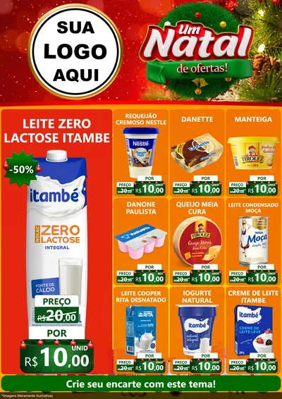 Modelo de Encarte para Encarte A4 Vertical com o tema Um Natal de Ofertas para Frios e Laticínios