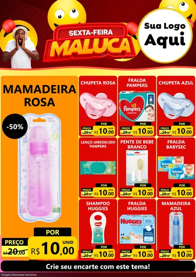 Modelo de Encarte para Encarte A4 Vertical com o tema Sexta-feira Maluca para Bebês