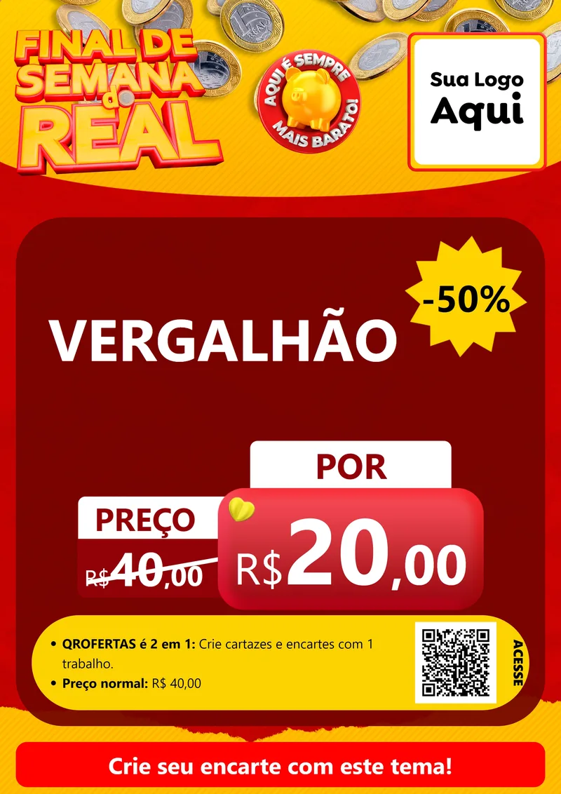 Modelo de Cartaz para Cartaz A4 Vertical com o tema Final de Semana do Real para Ferragens