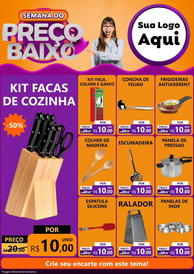 Modelo de Encarte para Encarte A4 Vertical com o tema Semana do Preço Baixo para Utilidades Domésticas
