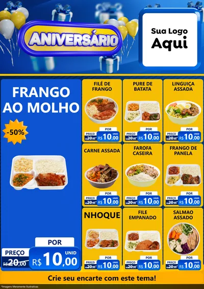 Modelo de Encarte para Encarte A4 Vertical com o tema Aniversário para Restaurante