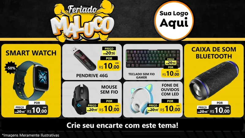 Modelo de TV para TV Horizontal com o tema Feriado Maluco para Informática