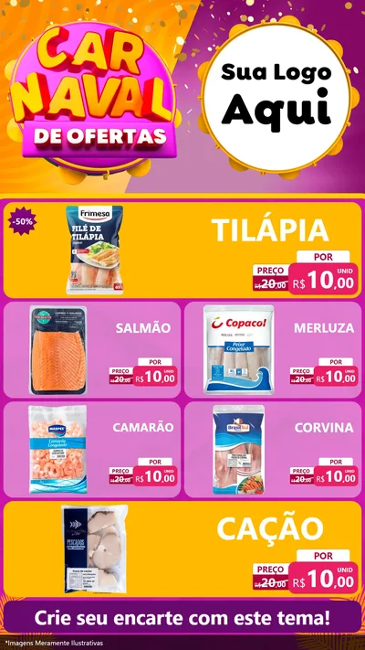 Modelo de TV para TV Vertical com o tema Carnaval de Ofertas para Peixaria