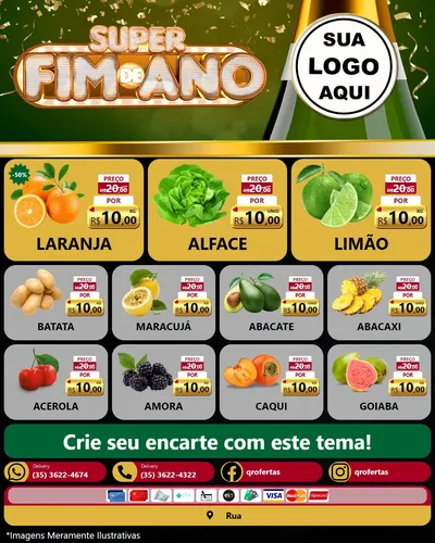 Modelo de Rede Social para Feed Instagram com o tema Super Fim de Ano para Hortifrúti