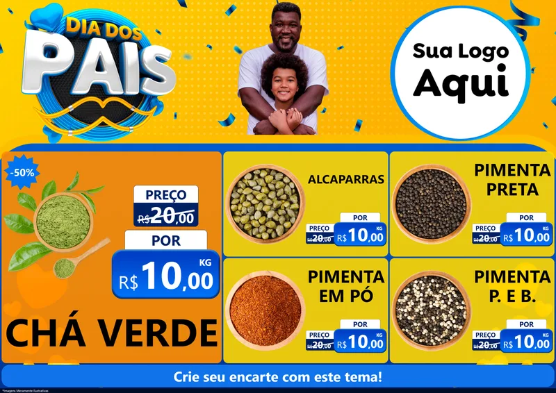 Modelo de Encarte para Encarte A4 Horizontal com o tema Dia dos Pais para Produtos Naturais