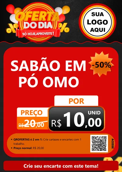 Modelo de Cartaz para Cartaz A4 Vertical com o tema Oferta do Dia - Só hoje, Aproveite! para Produtos de Limpeza
