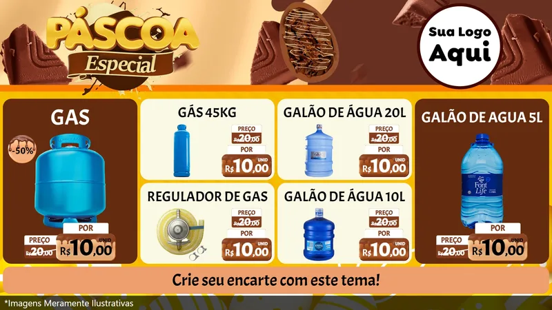 Modelo de TV para TV Horizontal com o tema Páscoa Especial para Água e gás