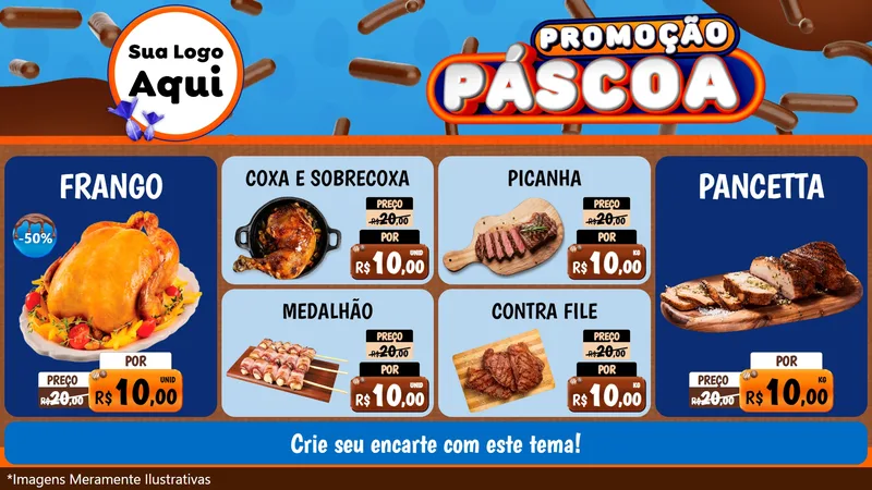 Modelo de TV para TV Horizontal com o tema Promoção Páscoa para Assados