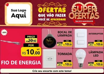 Modelo de Encarte para Encarte A4 Horizontal com o tema Dia dos Namorados para Materiais Elétricos