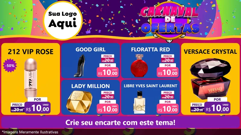 Modelo de TV para TV Horizontal com o tema Carnaval de Ofertas para Perfumes