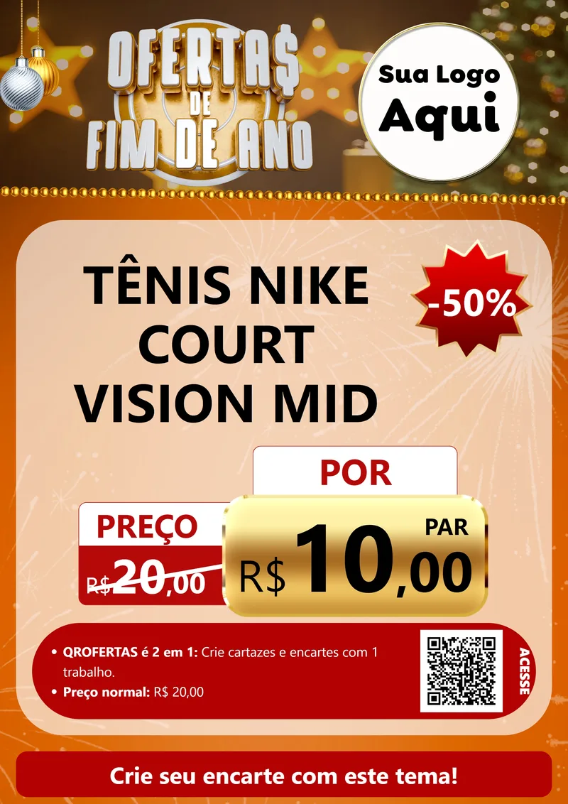 Modelo de Cartaz para Cartaz A4 Vertical com o tema Ofertas de Fim de Ano para Calçados