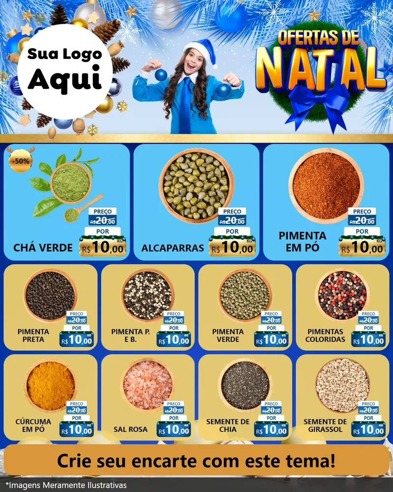 Modelo de Rede Social para Feed Instagram com o tema Ofertas de Natal para Produtos Naturais