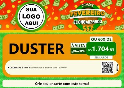 Modelo de Cartaz para Cartaz A4 Horizontal com o tema Comece Fevereiro Economizando para Concessionaria de Carros