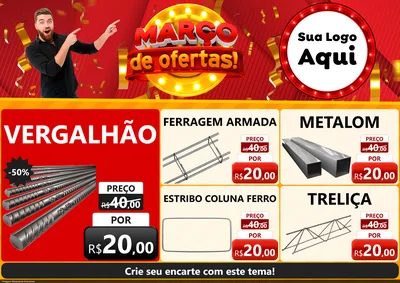 Modelo de Encarte para Encarte A4 Horizontal com o tema Março de Ofertas! para Ferragens