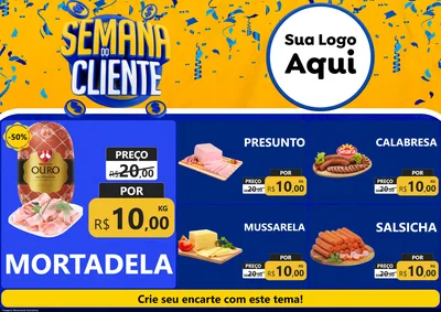Modelo de Encarte para Encarte A4 Horizontal com o tema Semana do Cliente para Frios e Laticínios