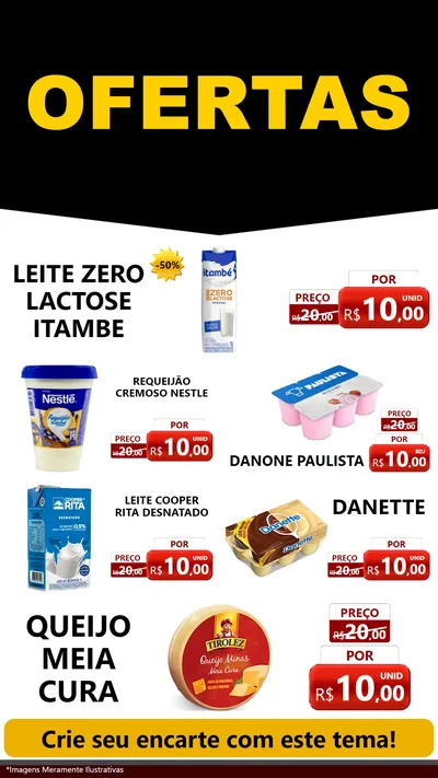 Modelo de TV para TV Vertical com o tema Ofertas Preto e Vermelho Cartaz para Frios e Laticínios