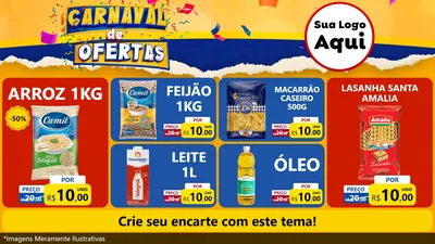 Modelo de TV para TV Horizontal com o tema Carnaval de Ofertas para Supermercado