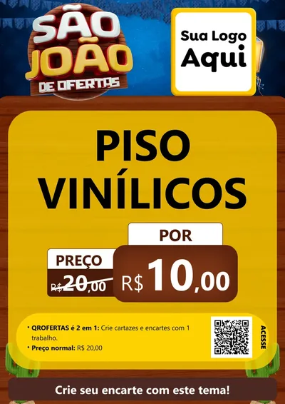 Modelo de Cartaz para Cartaz A4 Vertical com o tema São João Ofertas Imbatíveis! - Junina para Material para Construção
