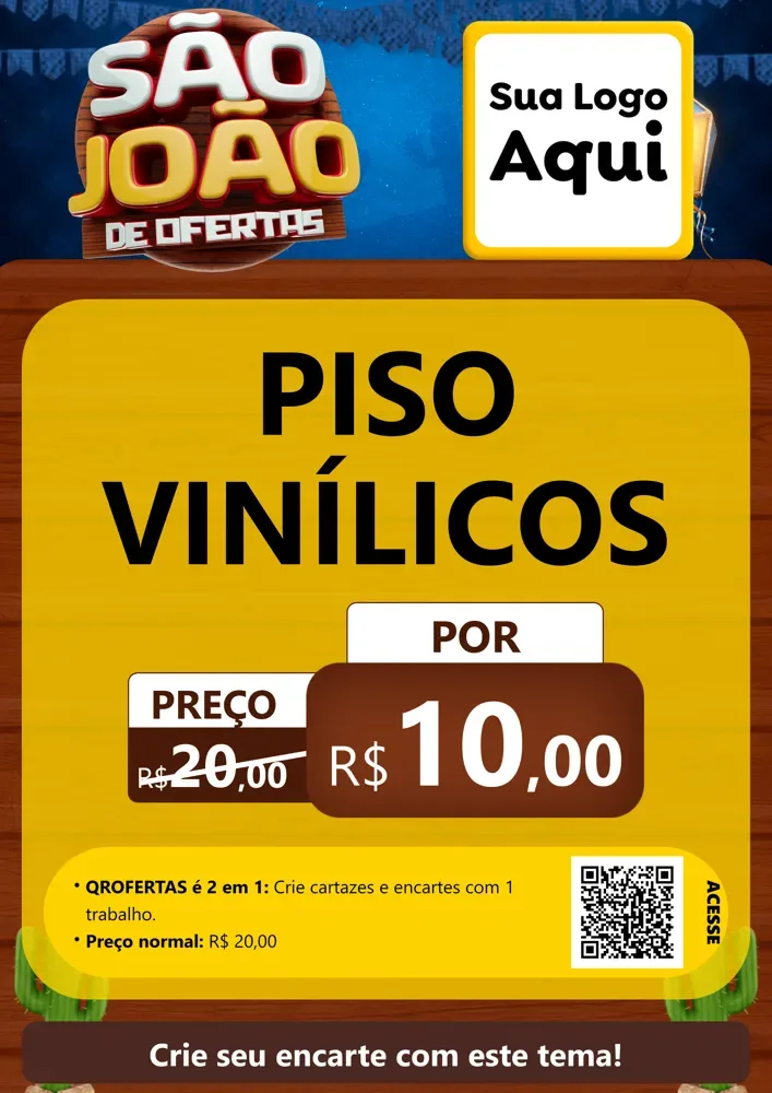 Modelo de Cartaz para Cartaz A4 Vertical com o tema São João Ofertas Imbatíveis! - Junina para Material para Construção